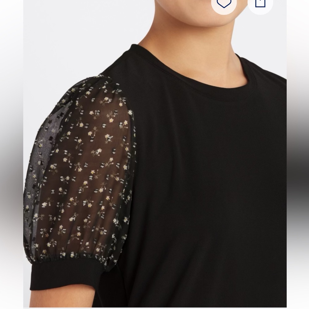 Cece Sportswear Floral Puff Sleeve Knit Top - Picture 4 of 4